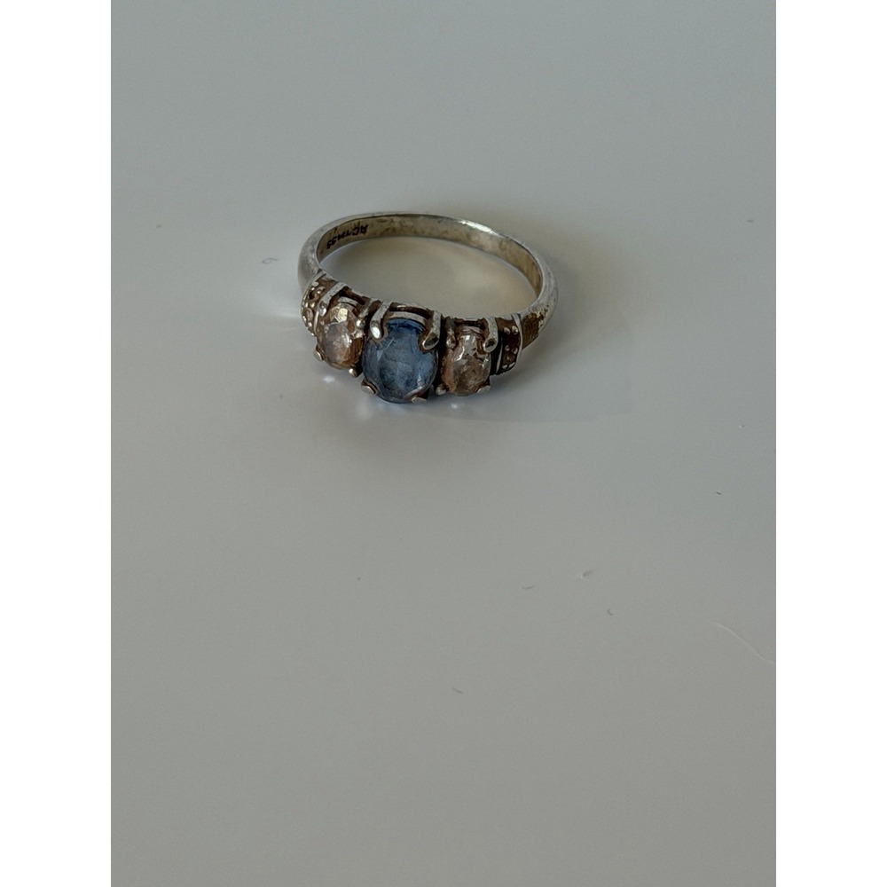 Sterling Silver 925 size 8 ring Signed AC TM SS Gemstones Vintage Jewelry